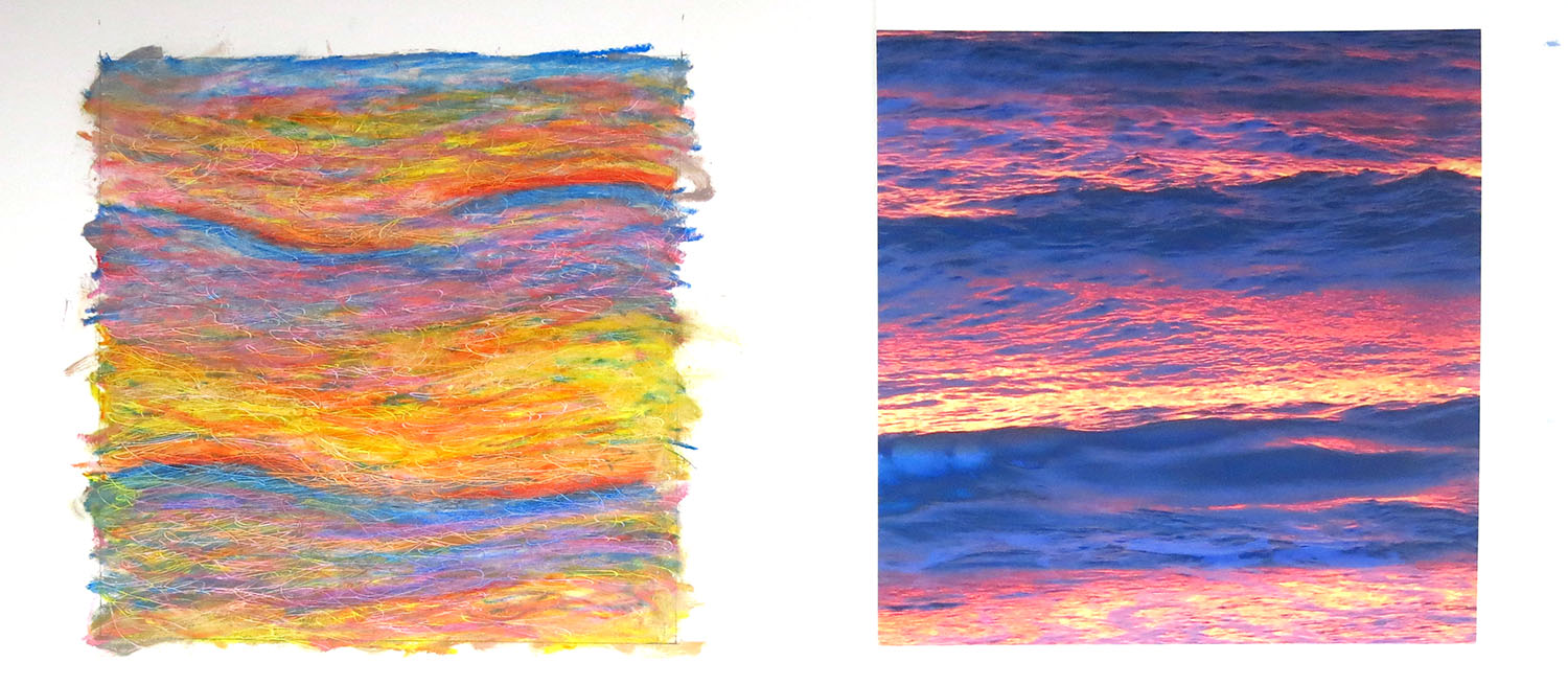 drawing alonside phtographic print, each about 16 inches square