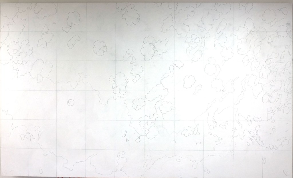 The canvas, drawn up for the third time....