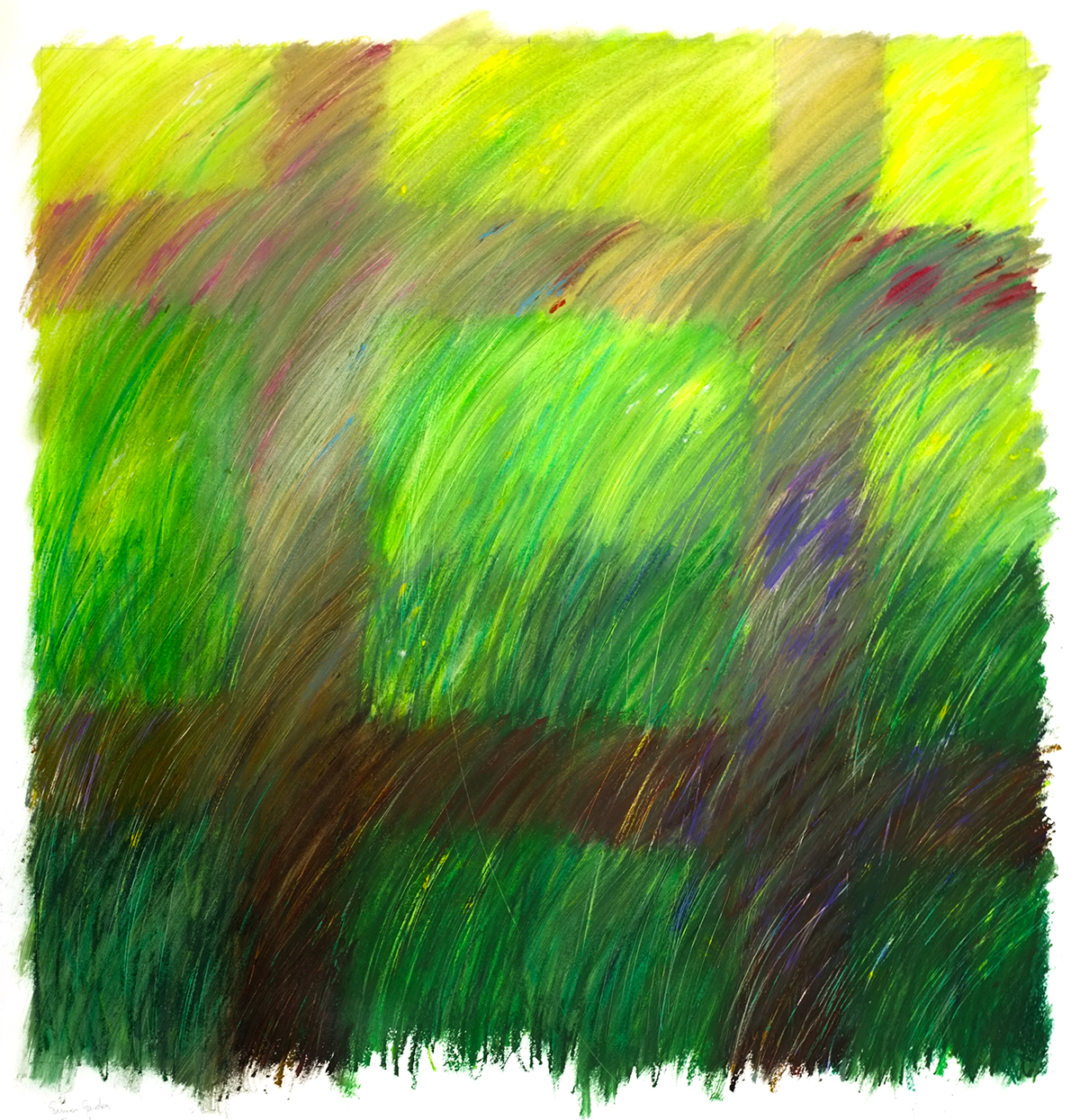 This one tries to capture the colour of the garden in summer and is of course called ‘Summer Garden’. Whilst the cross and the square were developed to allow colour to move against itself, it also actually reflects the gardens paths (loosely anyway).