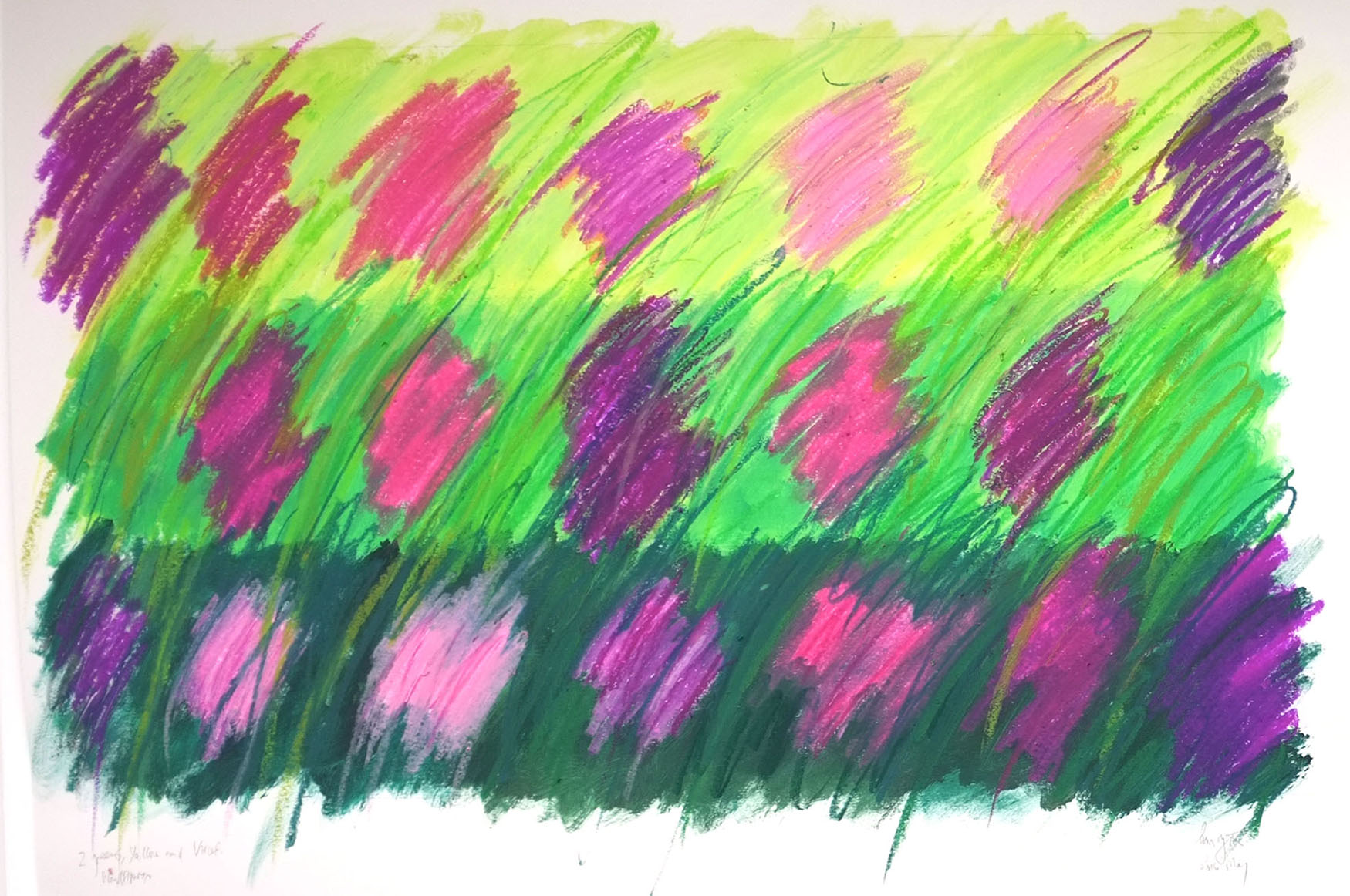 Colour exploration. Drawing on paper. Mixed media, oil pastels and acrylic paint A1 size