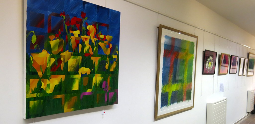 Poppy painting - one of a number of 'red spot' pieces snapped up by patrons