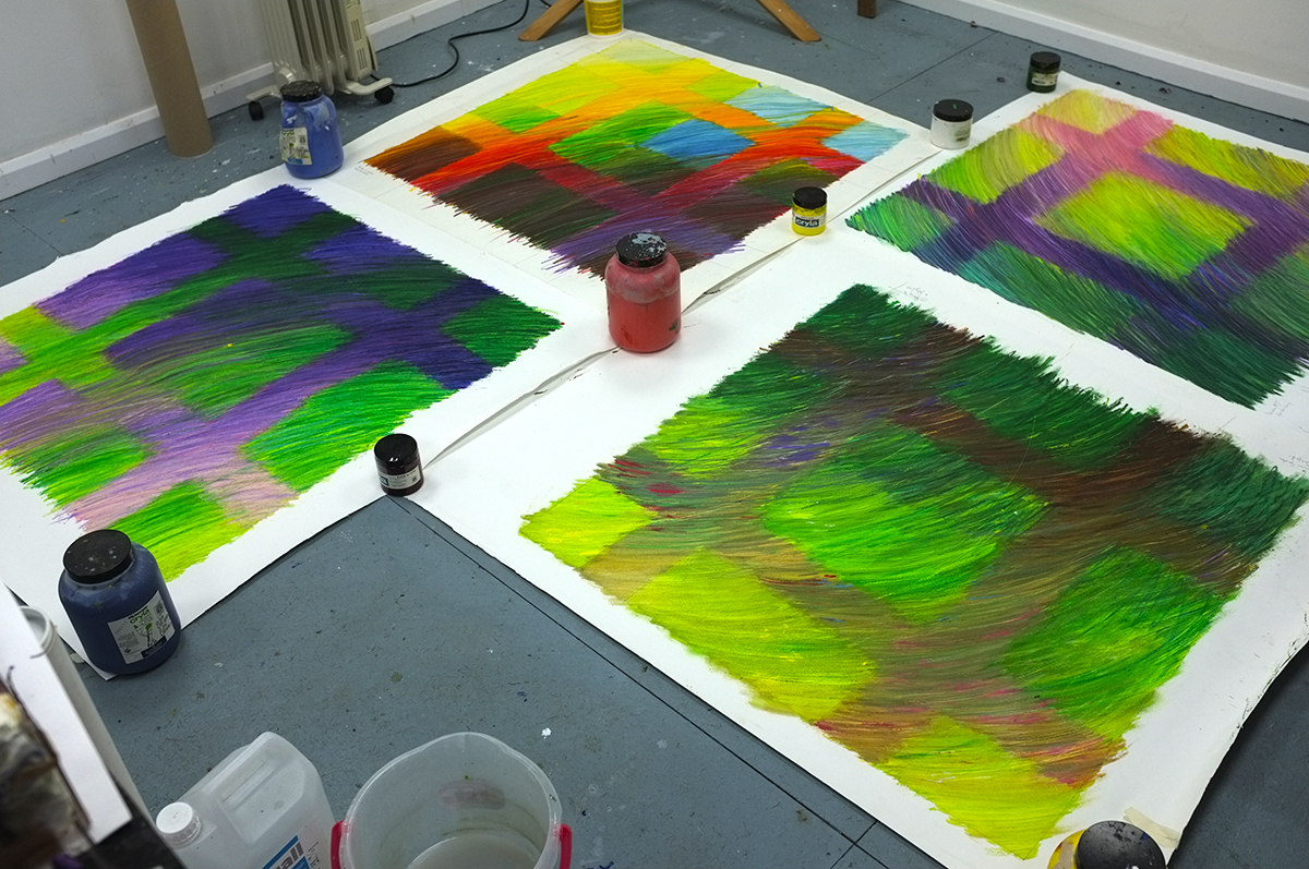 Varnishing with a matt varnish before taking to the framers for framing.