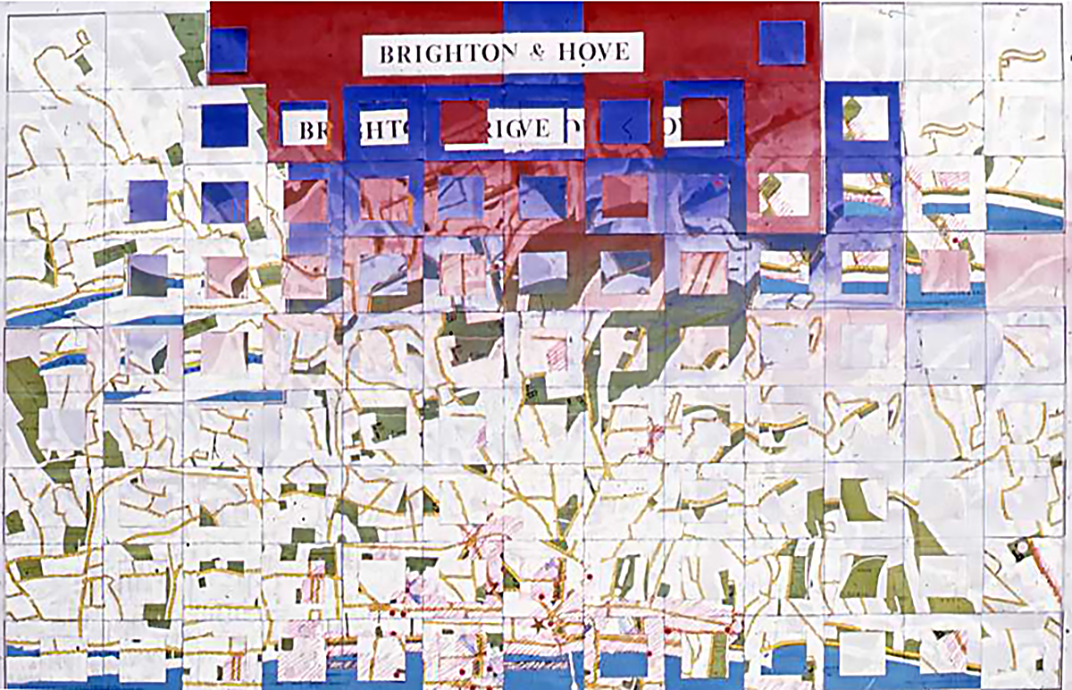 Memory map of Brighton. Events are coded and then collaged, Playing with how we read images, art as language. Want your own memory map? I accept commissions....