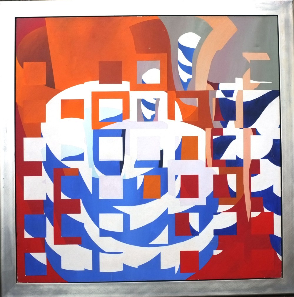 Tea for Two Acrylic on Canvas 4 feet 6 inches square 1998. Now in a Private Collection in London